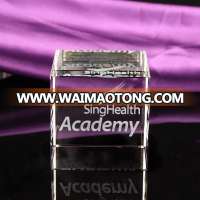 MH-FT065 3d laser engraved cube paperweight crystal cube block