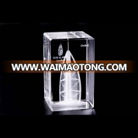 MH-FT042 3d laser engraved Burj Al Arab glass block crystal cube