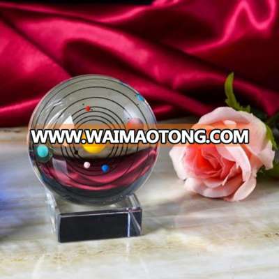 laser engraving custom cheap universe solar system model crystal with tha base