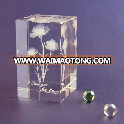 Creative Valentine's gift carnations flower 3D laser engraving crystal