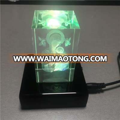 3d Virgin Mary picture laser inside crystal block for Church decoration